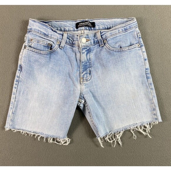 London Jean Cut Off Shorts Womens 26x5 Blue Frayed Stretch Light Fade Tag 6 - Picture 1 of 11